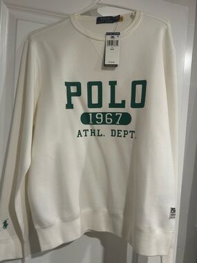 Polo by Ralph Lauren Cream Sweatshirt with Green Logo